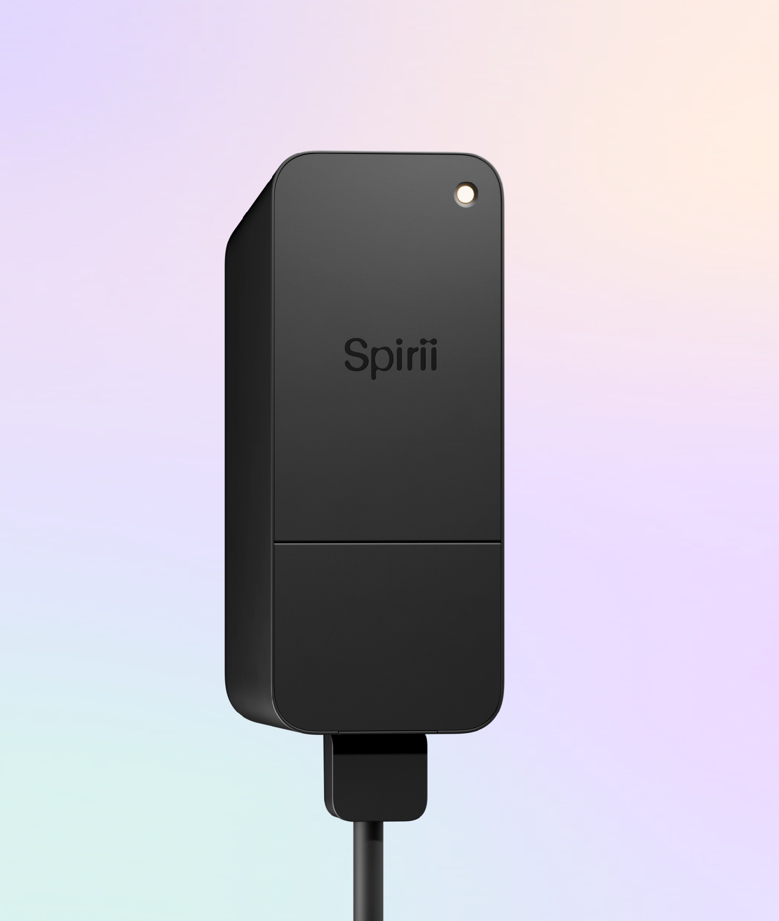 Amina C EV charger on pedestal mount managed via Spirii CPMS platform, showing sleek black design for commercial charge point operator installations