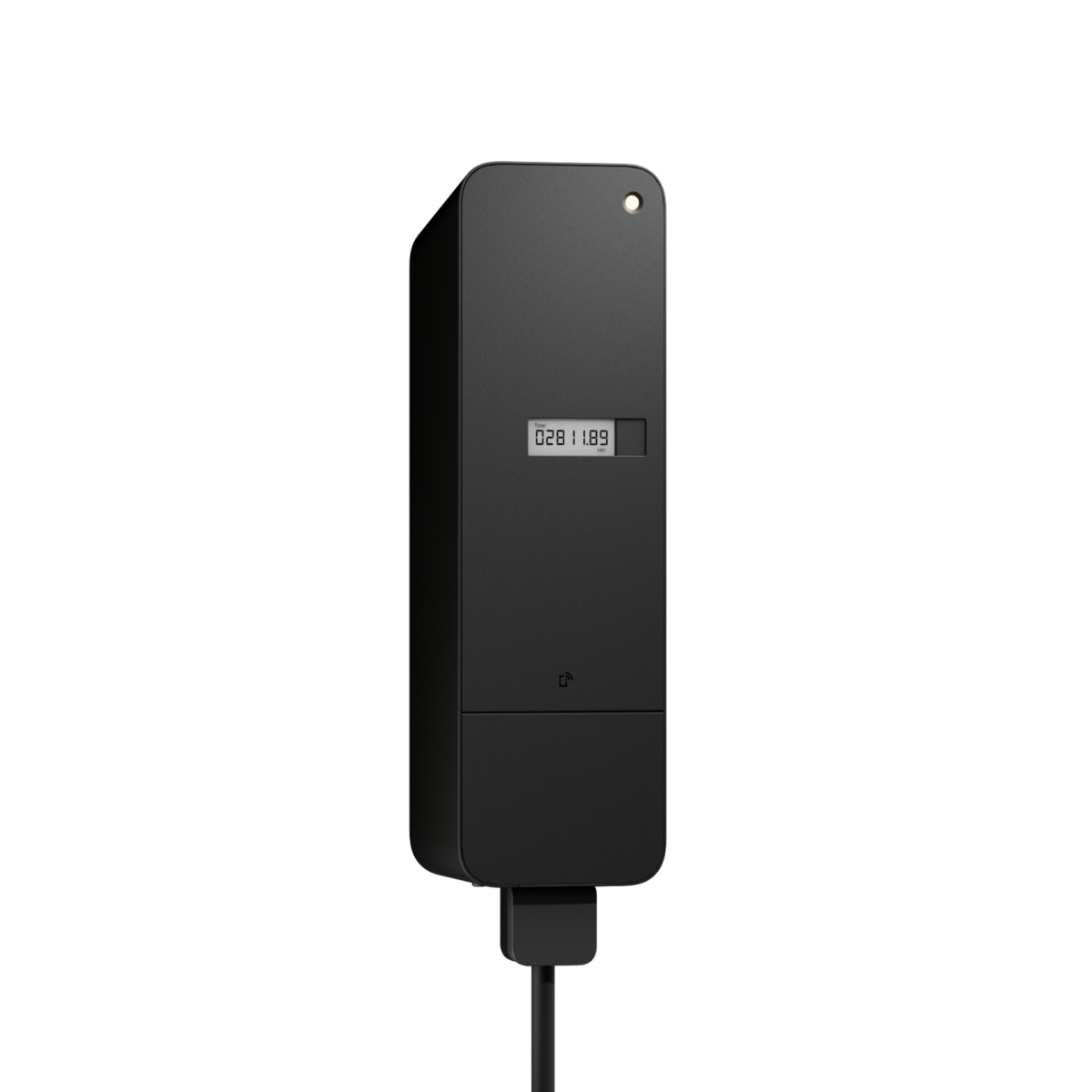 Black amina home EV charger with digital power display
