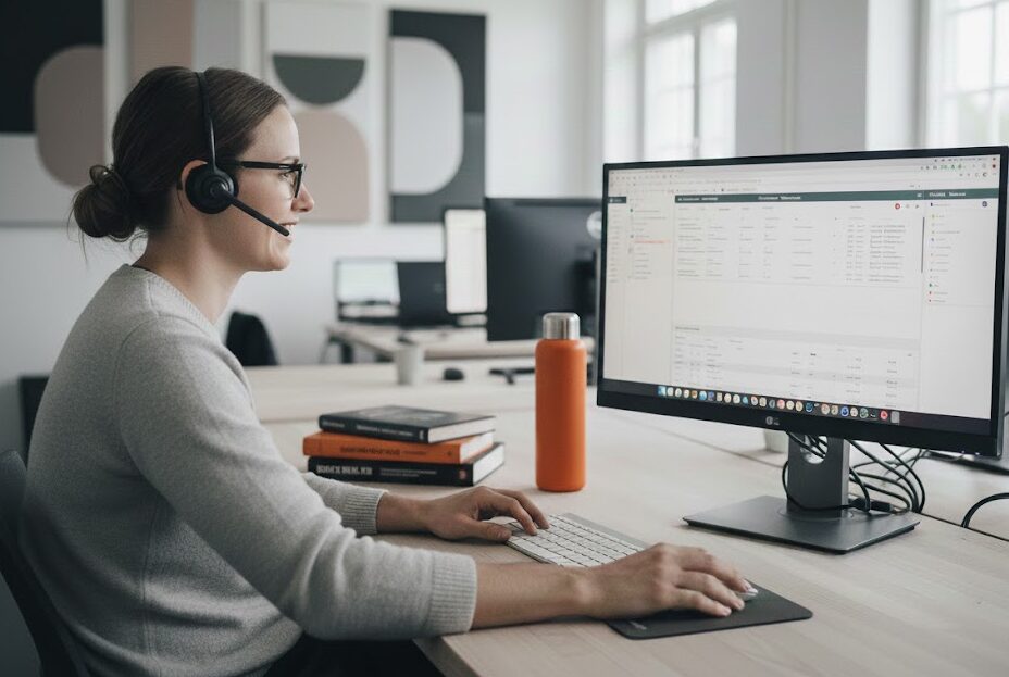 Customer support specialist monitoring EV charging operations dashboard to keep chargers online and reliable